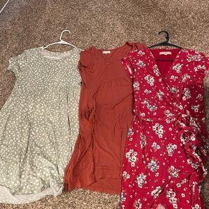 Floral and Solid Dresses Set